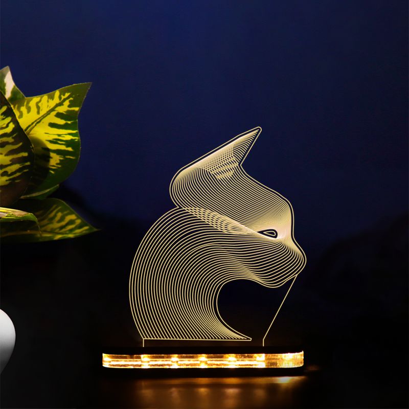 3D Blended Cat Head Design Lamp