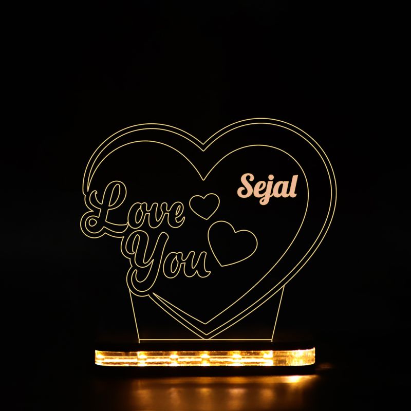 Couple Heart With Love You Text Message ( Customized)