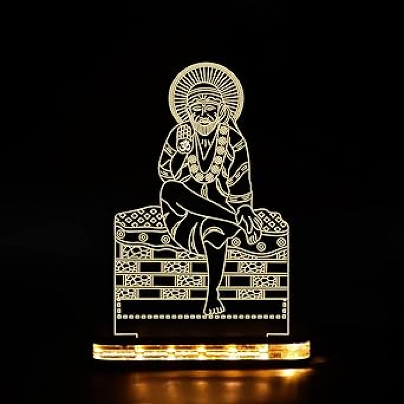 Sai Baba Led Night Lamp With Warm White Color  Home Decoration & Festival Gifts