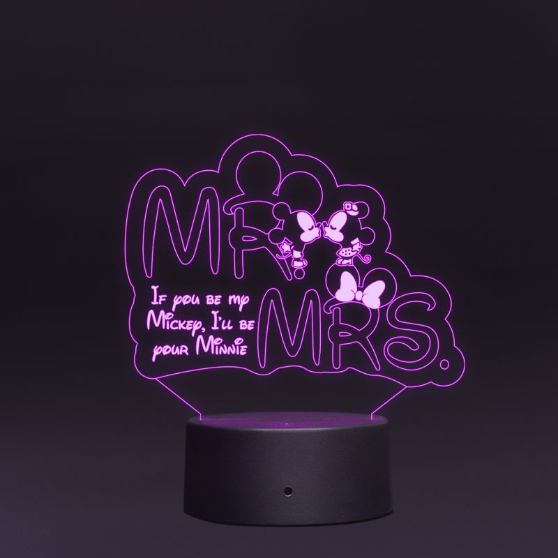 Mr & Mrs Mickey Mouse With Cute Message Lamp