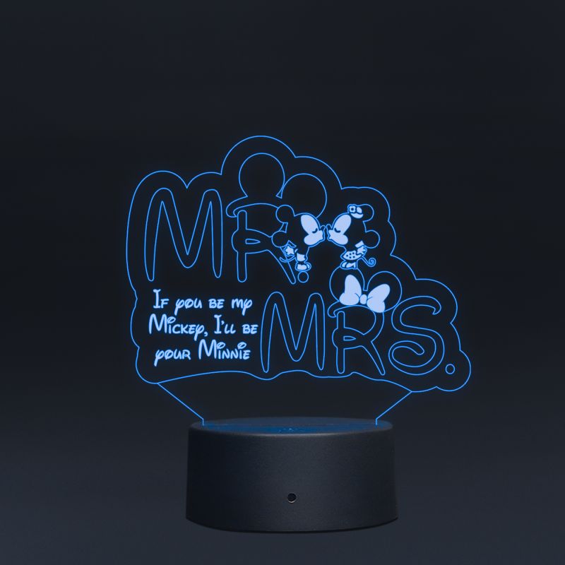 Mr & Mrs Mickey Mouse With Cute Message Lamp