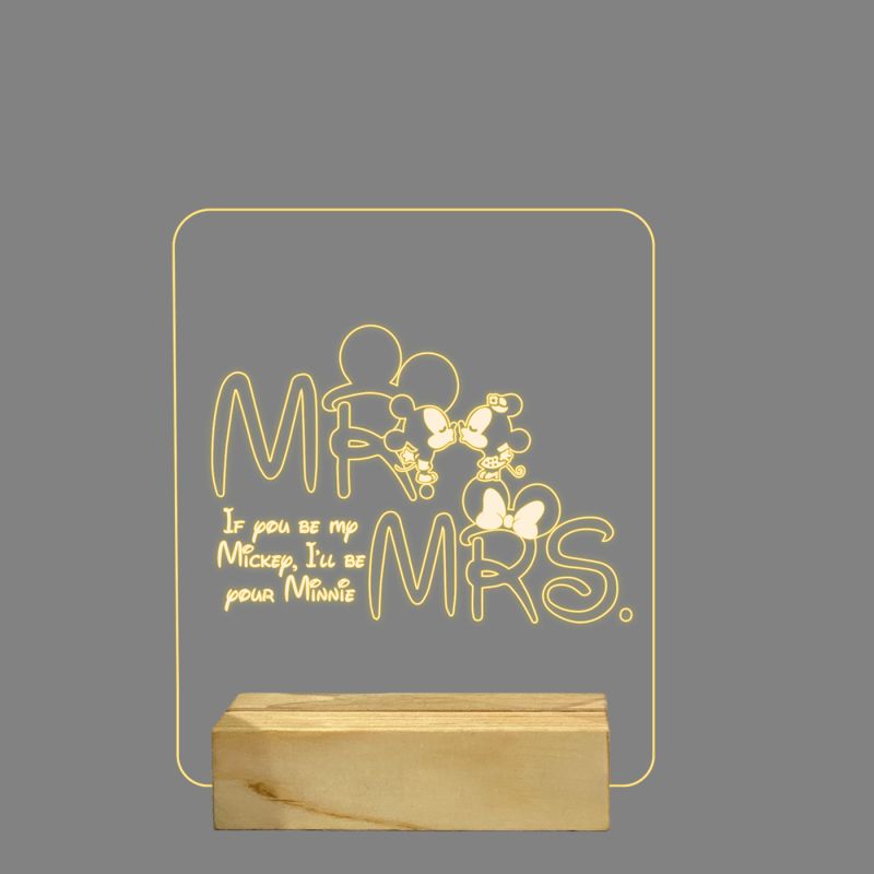 Mr & Mrs Mickey Mouse With Cute Message Lamp