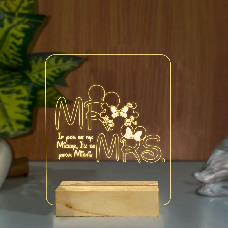 Mr & Mrs Mickey Mouse With Cute Message Lamp