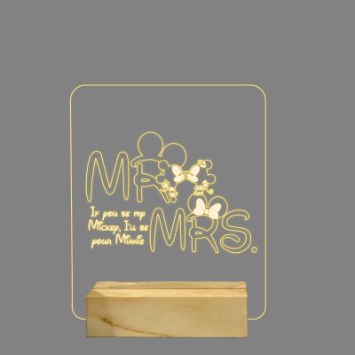 Mr & Mrs Mickey Mouse With Cute Message Lamp