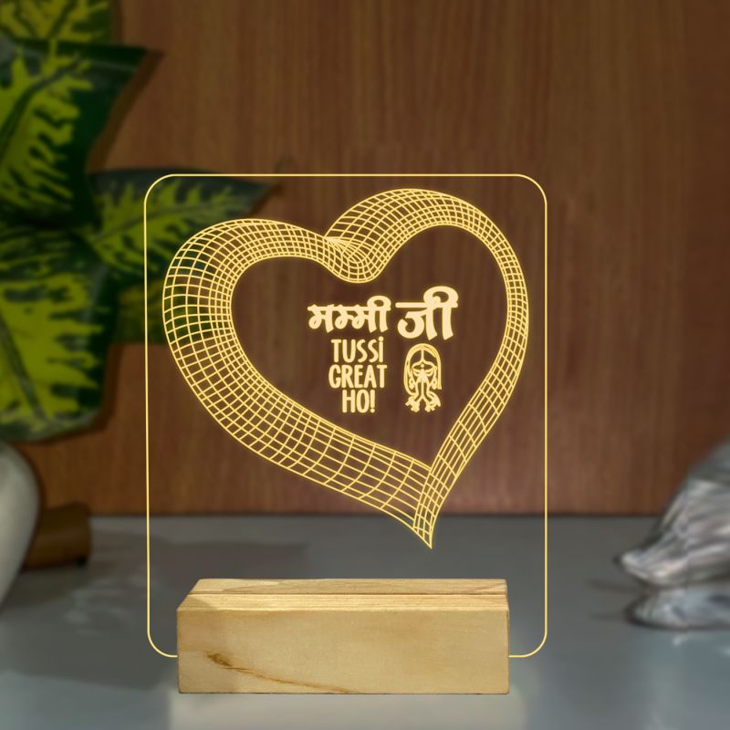 3D Heart With Text About the Mom Lamp