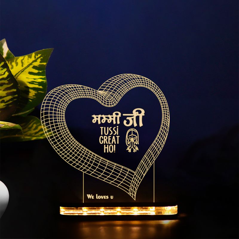 3D Heart With Text About the Mom Lamp