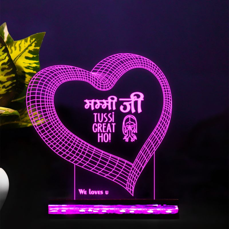 3D Heart With Text About the Mom Lamp