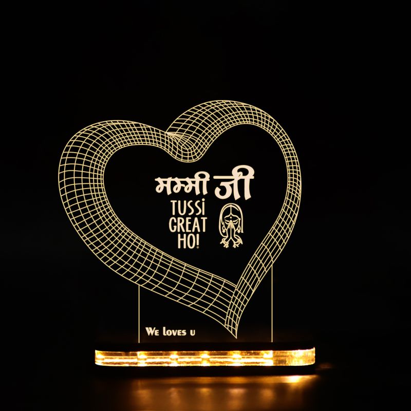 3D Heart With Text About the Mom Lamp