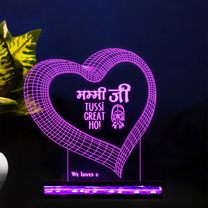 3D Heart With Text About the Mom Lamp