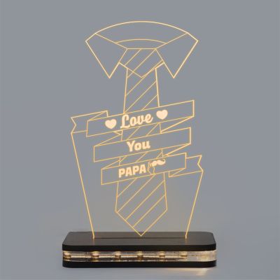 Love You Papa Text Night Lamp