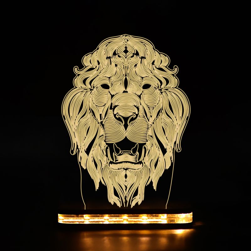 Line-Art Lion Head Design Lamp