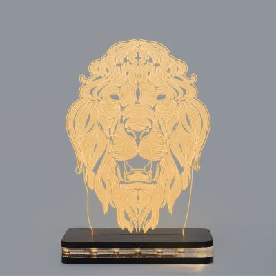 Line-Art Lion Head Design Lamp