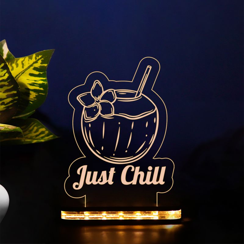 Coconut With Just Chill Text Night Lamp