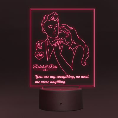 Couple Frame Lamp With Text (Customized Names)