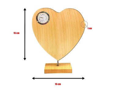 Heart Shape Wooden Plaque With Clock & Customized Photo And Name