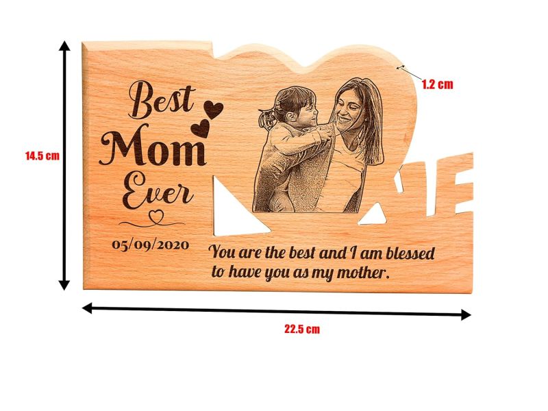 Love Text Wooden Plaque With Customized Date & Photo