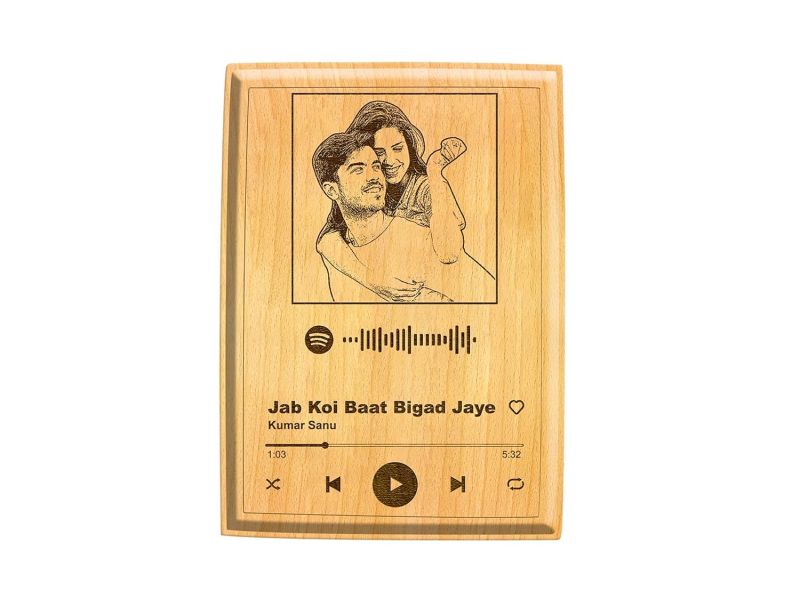 Spotify Wooden Plaque With Custom Image & Song