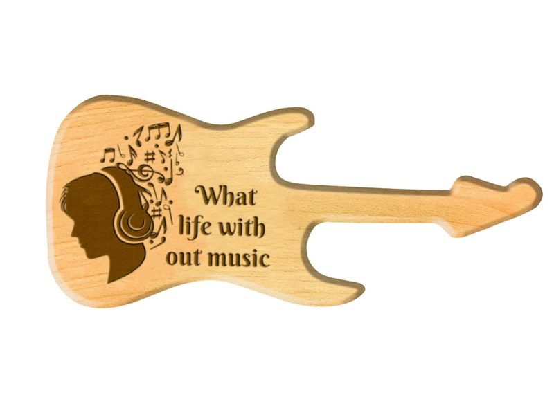 Guitar Shape Wooden Plaque  Full Customized Names, Quotes & Photos