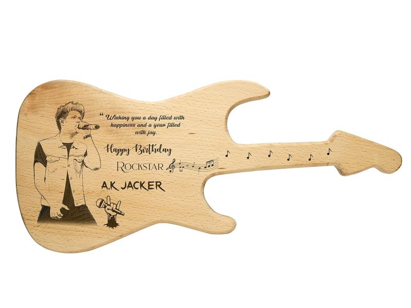 Guitar Shape Wooden Plaque  Full Customized Names, Quotes & Photos