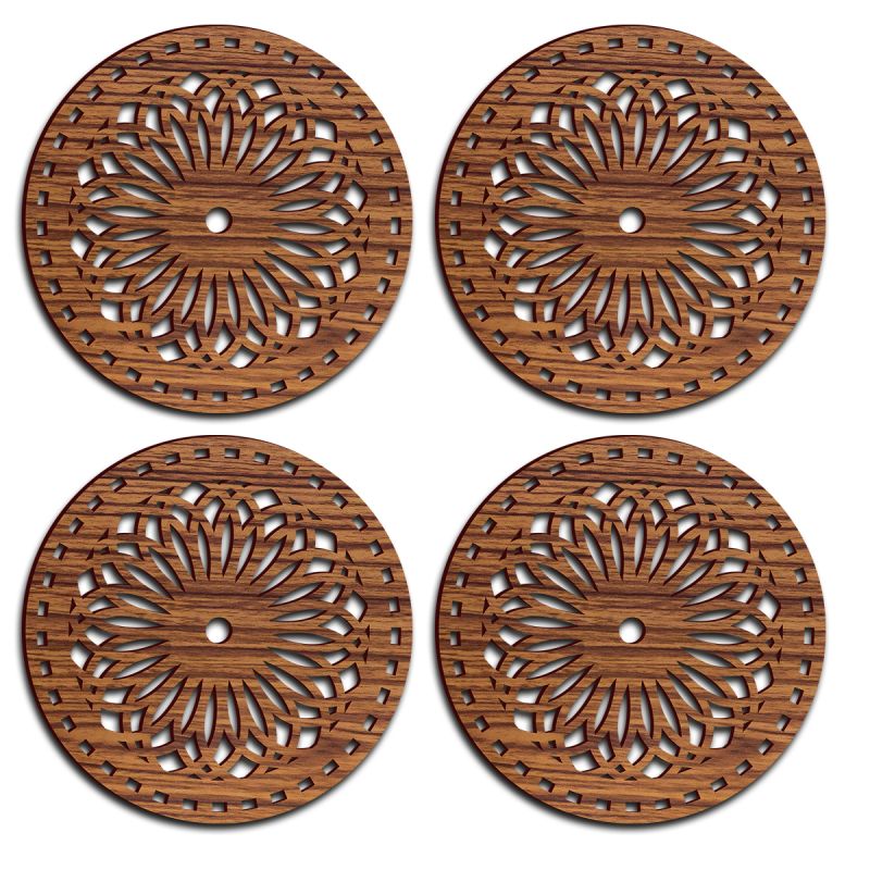 Flower Pattern Coaster Made By MDF Wood