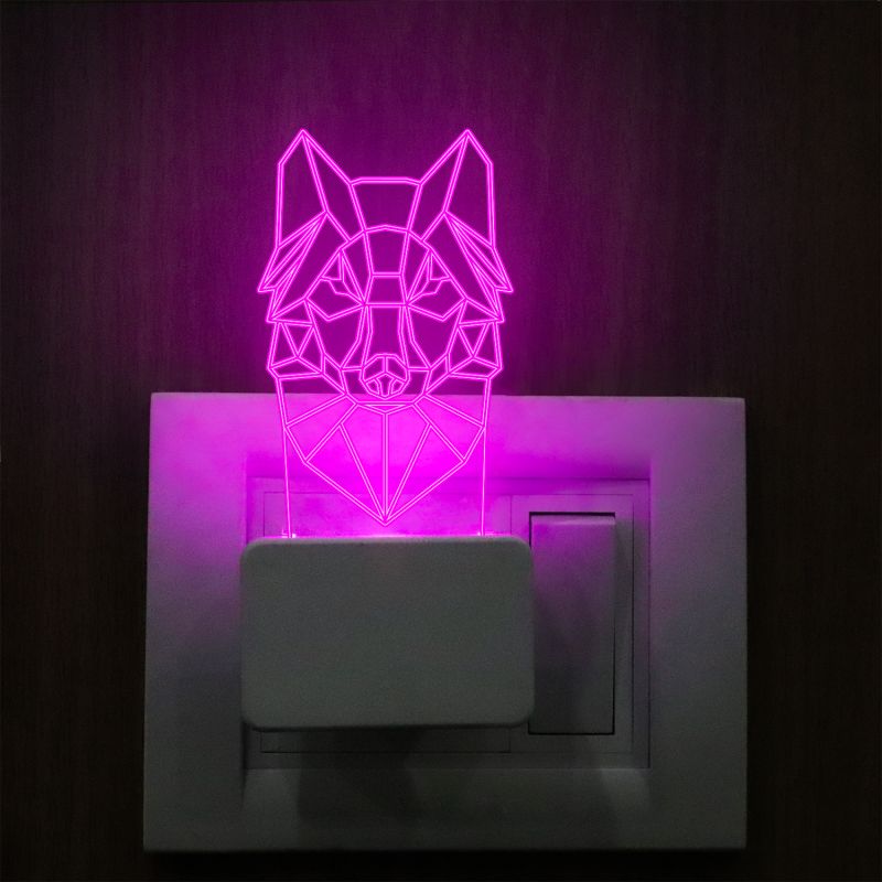 Poly Art Fox Head Plug In Night Lamp