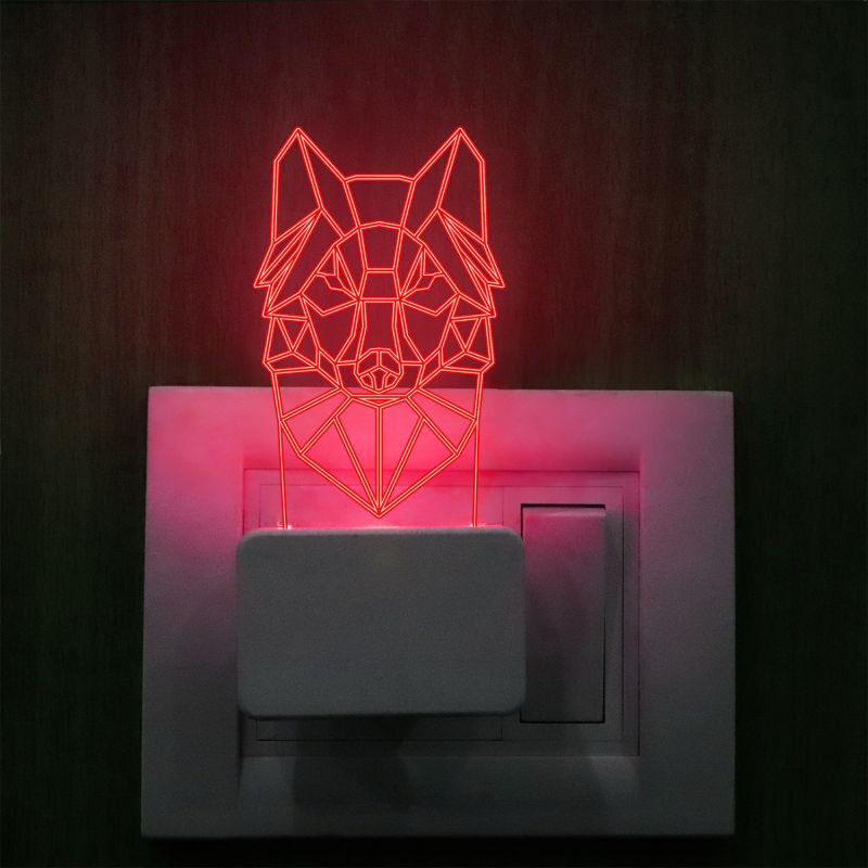 Poly Art Fox Head Plug In Night Lamp