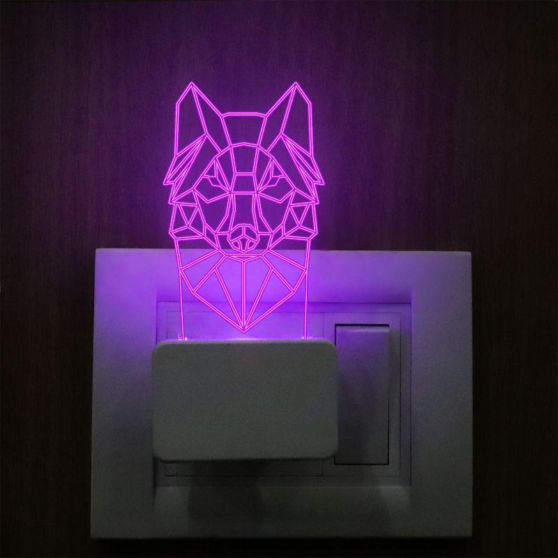 Poly Art Fox Head Plug In Night Lamp