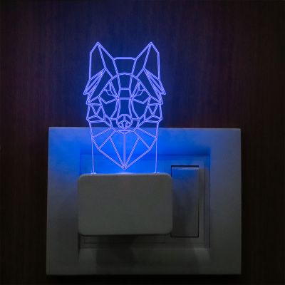 Poly Art Fox Head Plug In Night Lamp