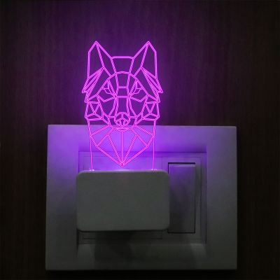 Poly Art Fox Head Plug In Night Lamp