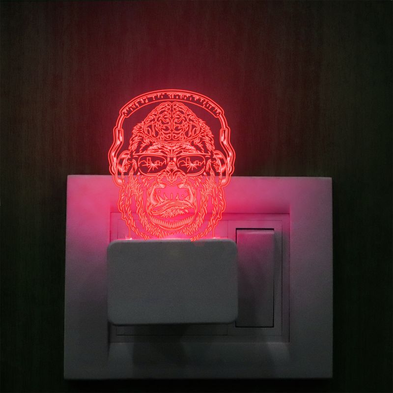 Gorilla Head Plug In Night Lamp