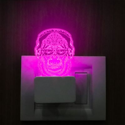 Gorilla Head Plug In Night Lamp