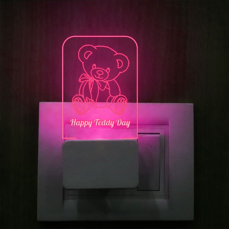 Happy Teddy Day Plug In Night Lamp