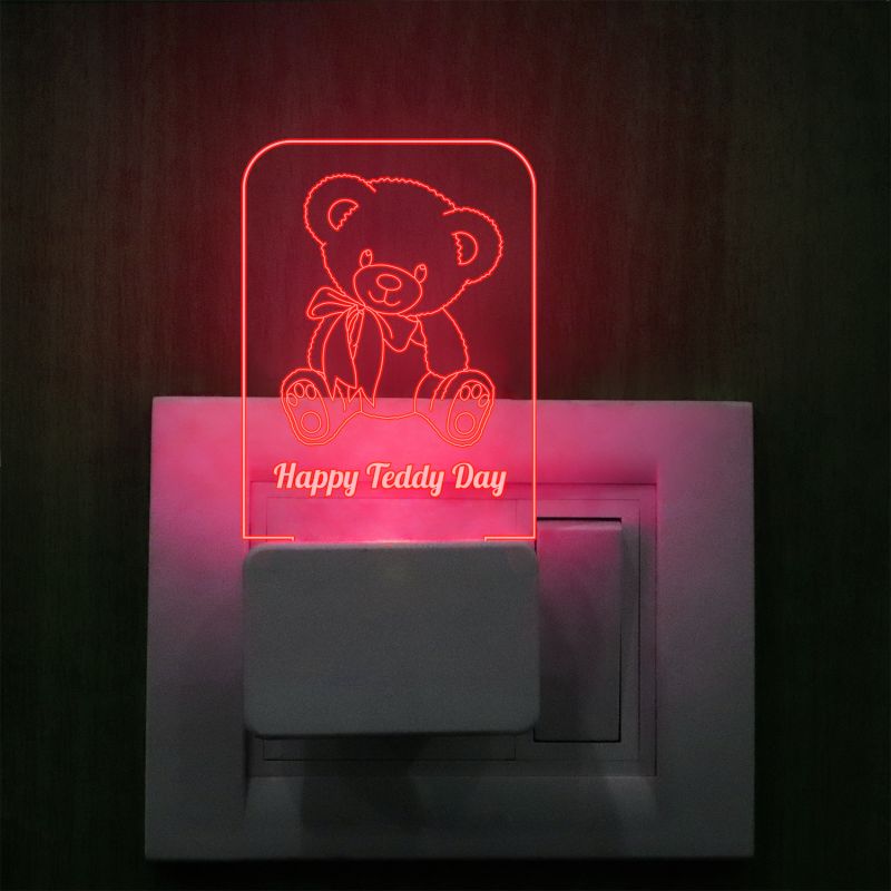 Happy Teddy Day Plug In Night Lamp