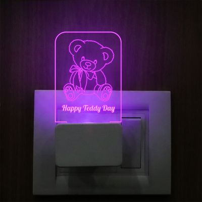 Happy Teddy Day Plug In Night Lamp