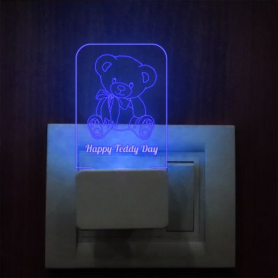 Happy Teddy Day Plug In Night Lamp