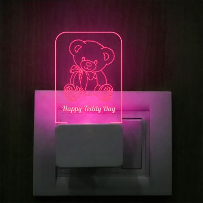 Happy Teddy Day Plug In Night Lamp