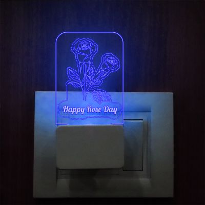 Happy Rose Day Plug In Night Lamp