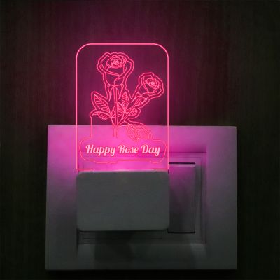 Happy Rose Day Plug In Night Lamp