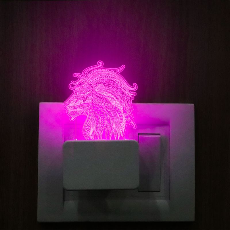 Graffiti Lion Head Plug In Night Lamp