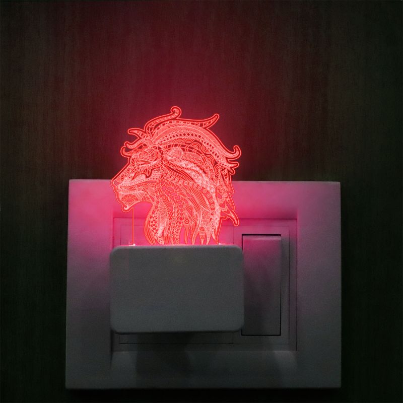 Graffiti Lion Head Plug In Night Lamp