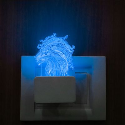 Graffiti Lion Head Plug In Night Lamp