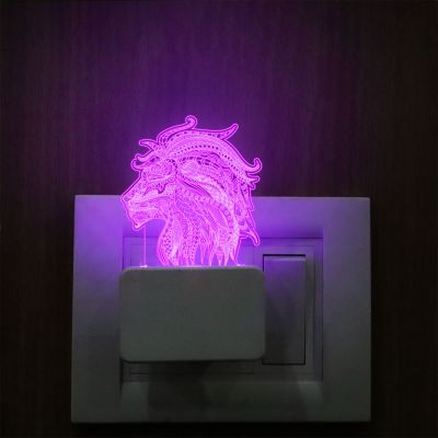 Graffiti Lion Head Plug In Night Lamp