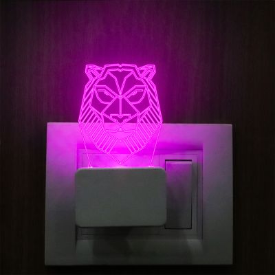 Poly Art Tiger Head Plug In Night Lamp