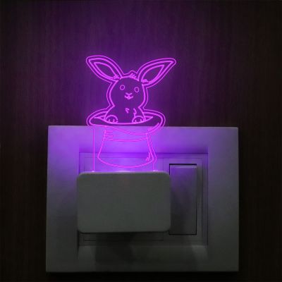 Rabbit Into Hat Plug In Night Lamp