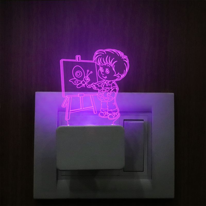 Kid With Drawing Plug In Night Lamp