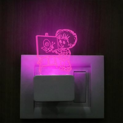 Kid With Drawing Plug In Night Lamp