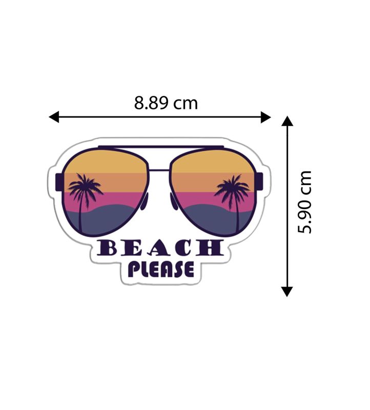 Beach Please Text With Goggle Magnet Sticker For Decorations