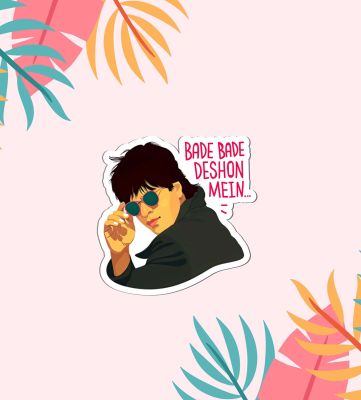 Bade Bade Deshon Mein Text With SRK Image Magnet Sticker For The Decorations