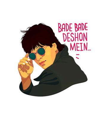 Bade Bade Deshon Mein Text With SRK Image Magnet Sticker For The Decorations