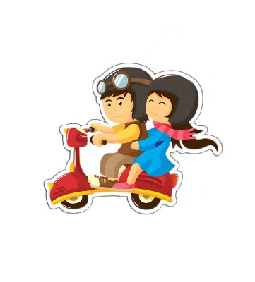 Couple On Scooter Magnet Sticker For The Decorations